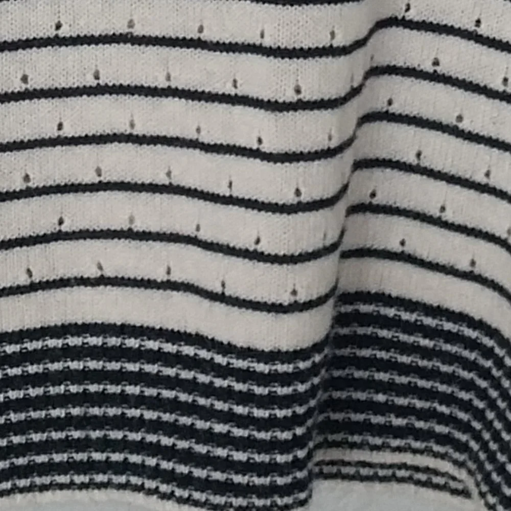 J. Crew Navy & Ivory Stripe Crewneck Pointelle Knit Wool/Alpaca Blend Sweater
